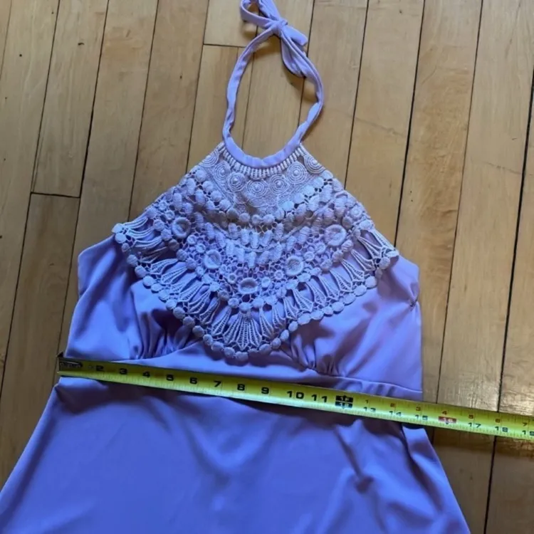 Vintage Lavender Cottagecore Halter Maxi Dress and Shrug Purple Size M - Image 7
