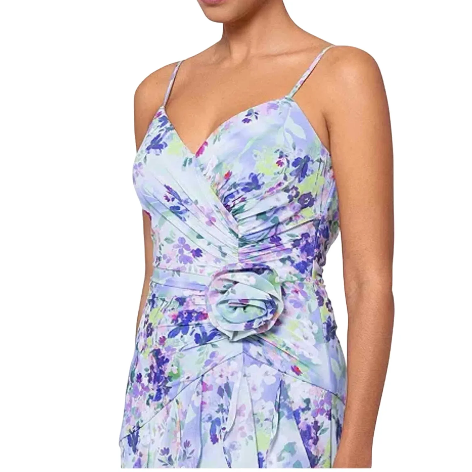 XSCAPE Women's Floral-Print Rosette Ruffled Gown Size 12 - Image 7