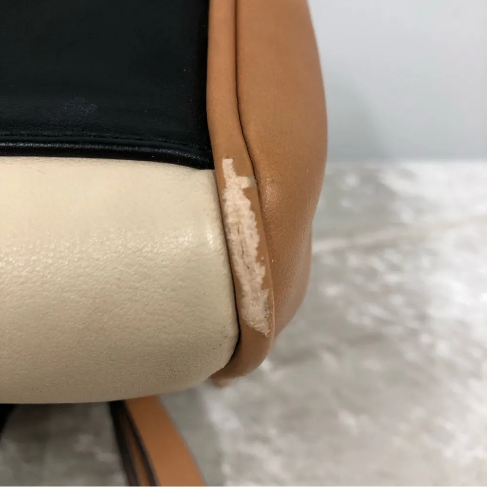 Aldo satchel bag with gold tone accents three toned color purse cream tan black - Image 10