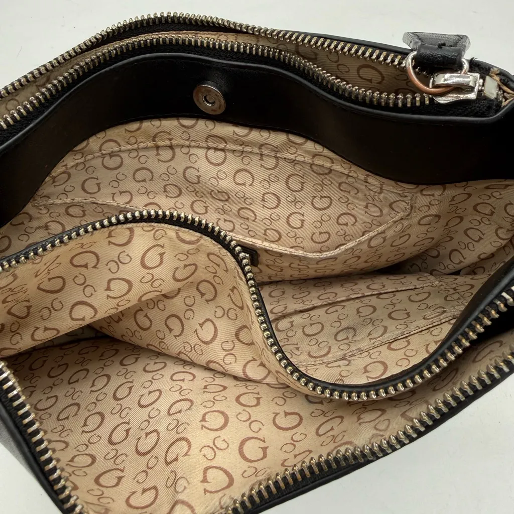 Vintage Guess Black Shoulder Bag Y2K Baguette Purse Silver Logo Mini Handbag - Image 9