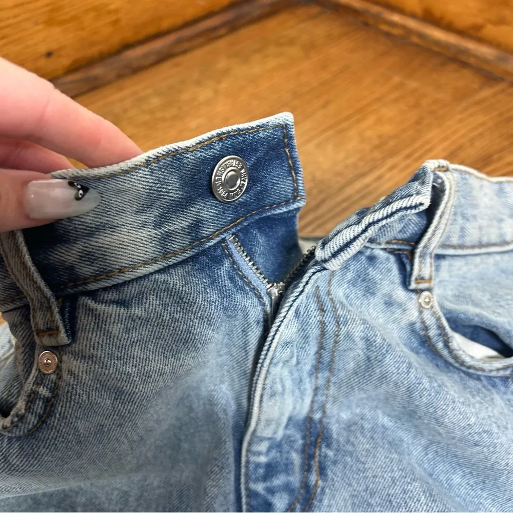 MNG | Split Back Raw Hem Denim Acid Wash Midi Skirt Size S - Image 8