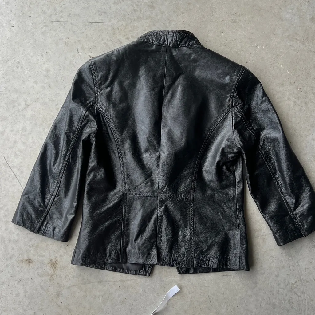 Zara TRF Women’s Cropped Leather Moto Bikercore Button Jacket Sz Small 💙 - Image 6