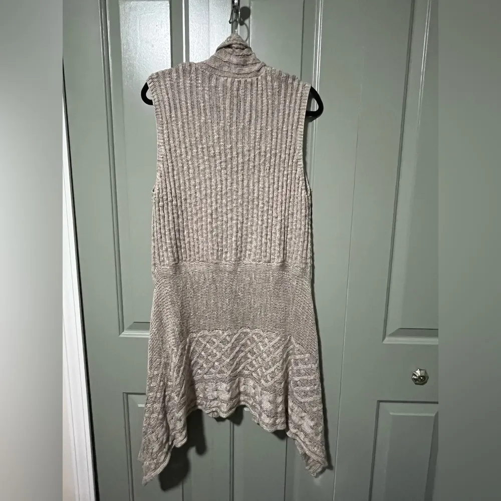 Mystree Sweater Open Cardigan Shawl Vest Sz L with cute knit detail Mauve/Purple - Image 5