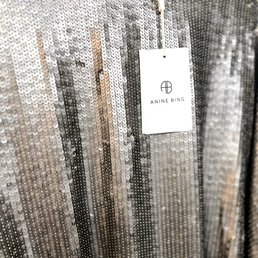 NWT ANINE BING Angie Sequin Long Sleeve Belted Shift Dress in Size Small - Image 14