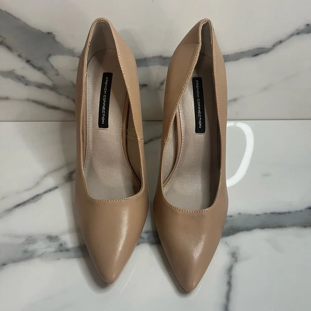French Connection | Classic Beige Vegan Leather Pointed Toe Sierra Heels Sz 7.5 - Image 2