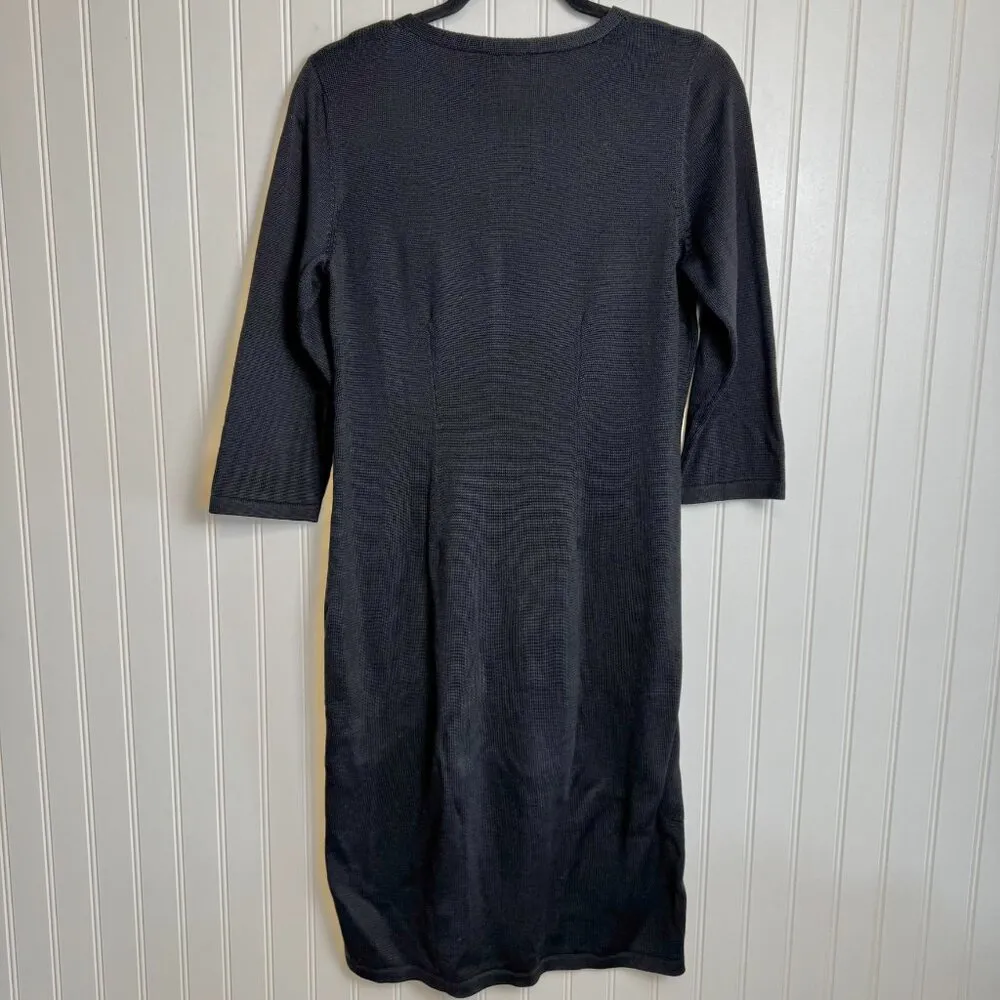 Peruvian Connection V-neck black sweater dress 
 pima cotton Medium C47 - Image 4