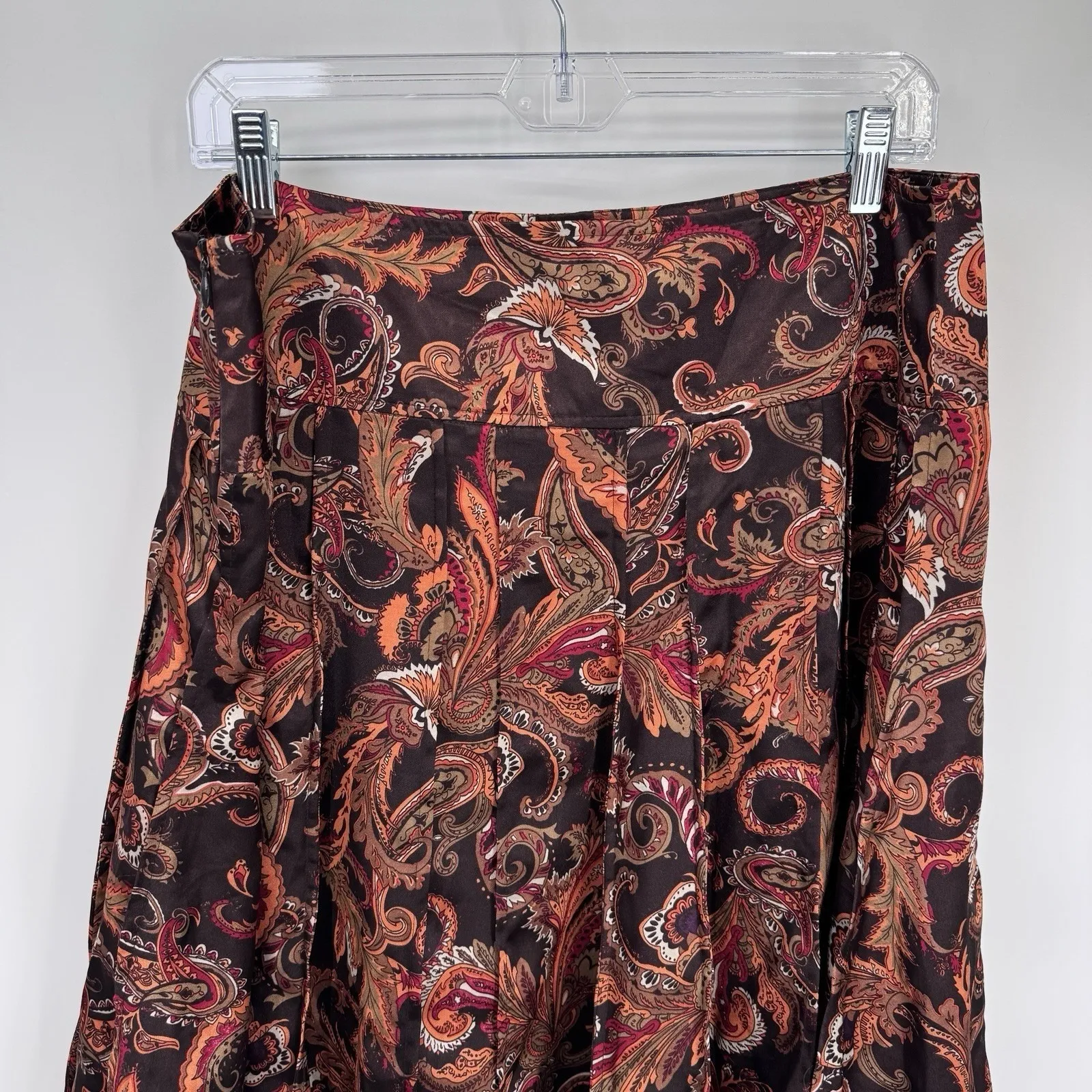Vintage Y2K Worthington Skirt Womens 18 Orange Paisley Satin Preppy Grunge Fairy - Image 5