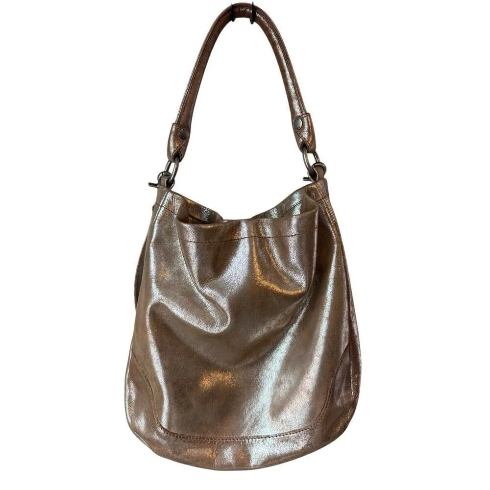 Frye Melissa Gold Metallic Leather Hobo Bag - Image 5