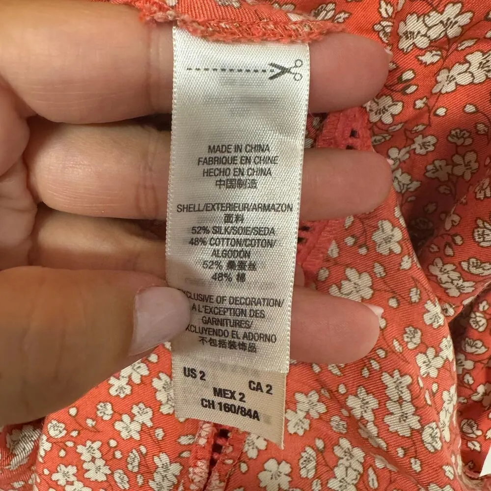 Juicy Couture Womens Orange White Micro Print Silk Fit Flare Skater Dress 2/XS - Image 9