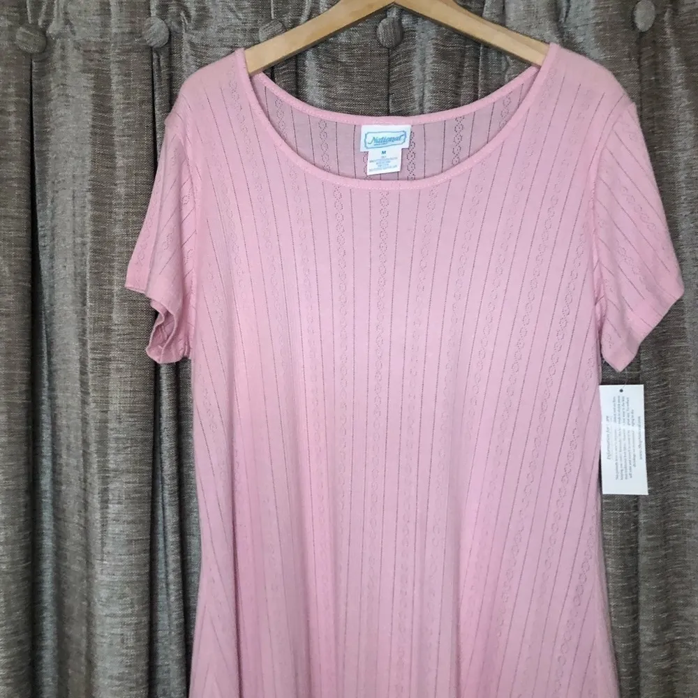 NWT Vintage National Since 1952 Pink Pointelle Short Sleeve Dress Size Medium - Image 3