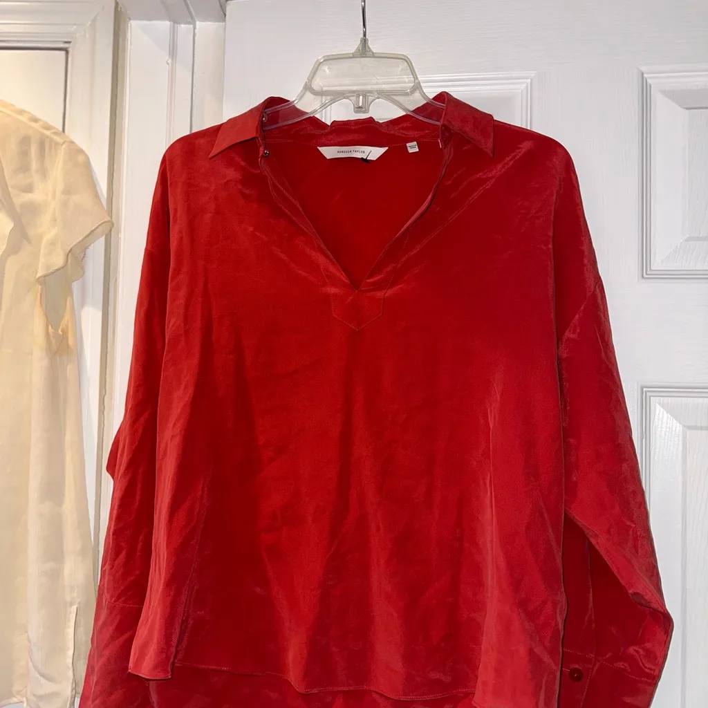 Rebecca Taylor small silk red blouse - Image 5