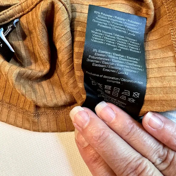 VERO MODA Womens Lucy Rib Crop Top Tobacco Brown size Small‎ - Image 3