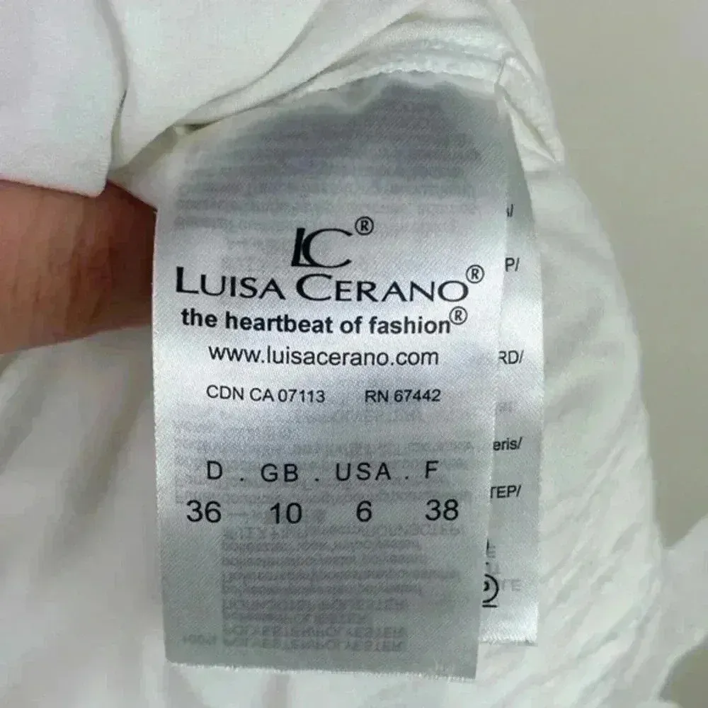 Luisa Cerano‎ White Floral Eyelet Lace Sleeveless Sheath Dress Size 6 - Image 9