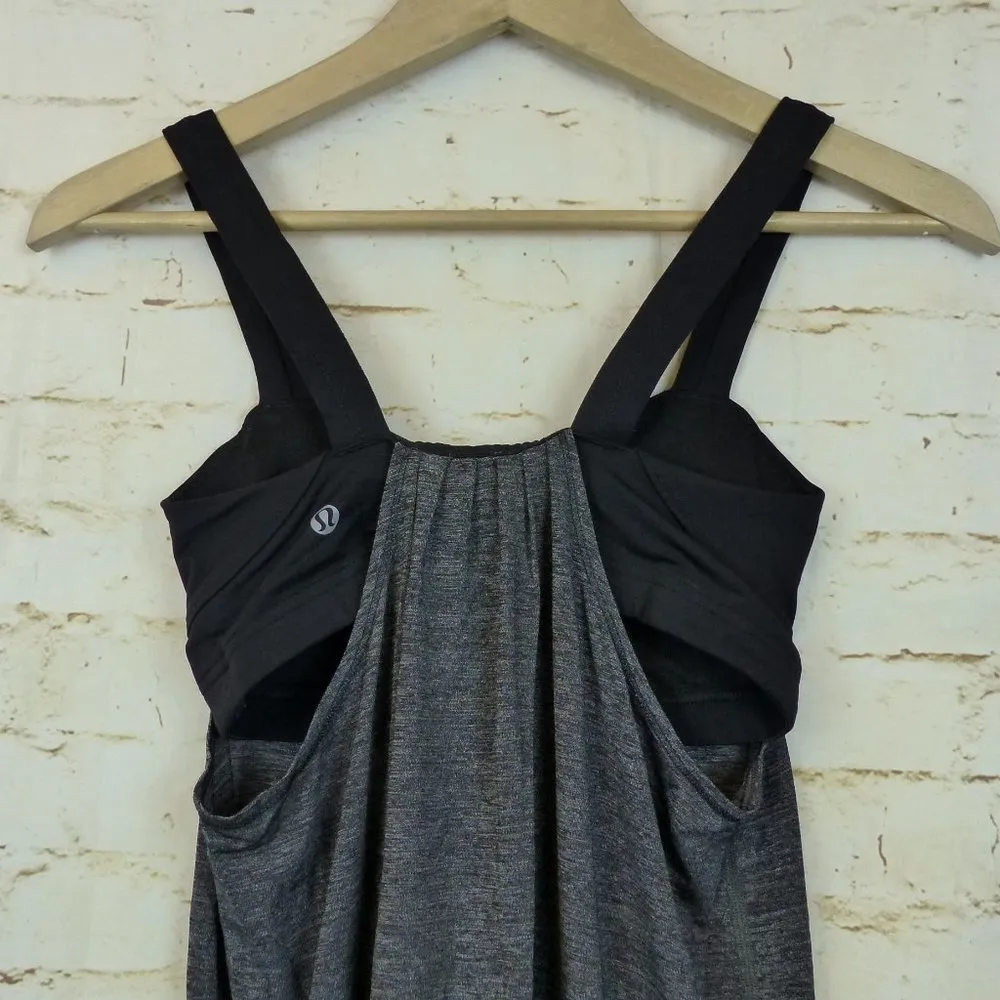 Lululemon Run Back on Track Tank Womens 4 Black Gray Missing Pads Yoga Run Sport - Image 8