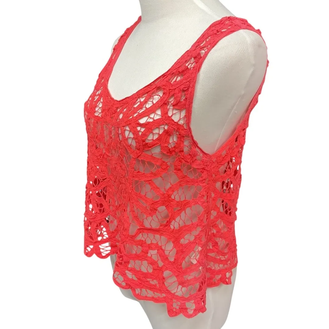 verty Women's Sleeveless Open Work Lace Layering Tank Cami Cropped Top Sz M / L - Image 3