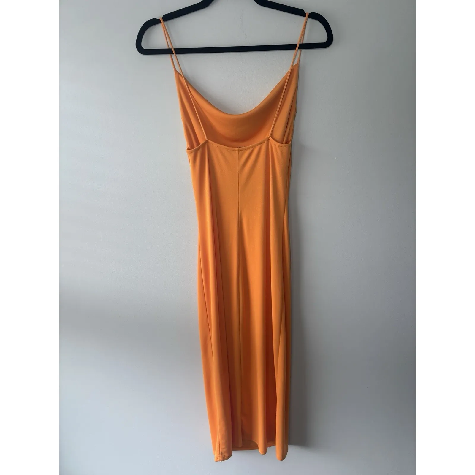 Zara Women's Orange Cowl‎ Neck Rouching Strappy Bodycon Midi Dress Size Small - Image 7