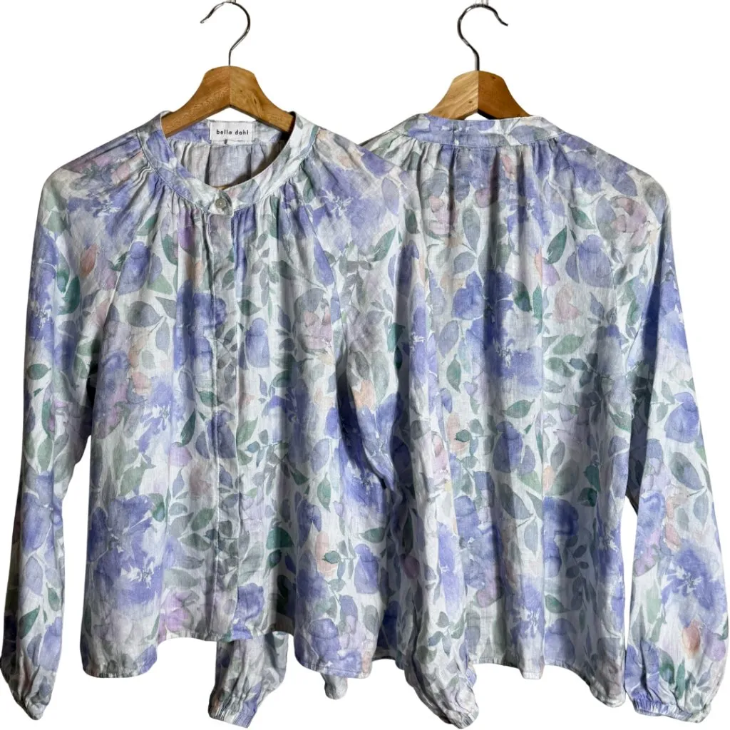 Bella Dahl Floral Print Linen Button Up Blouse Top Womens Medium Pastel Colorful - Image 4