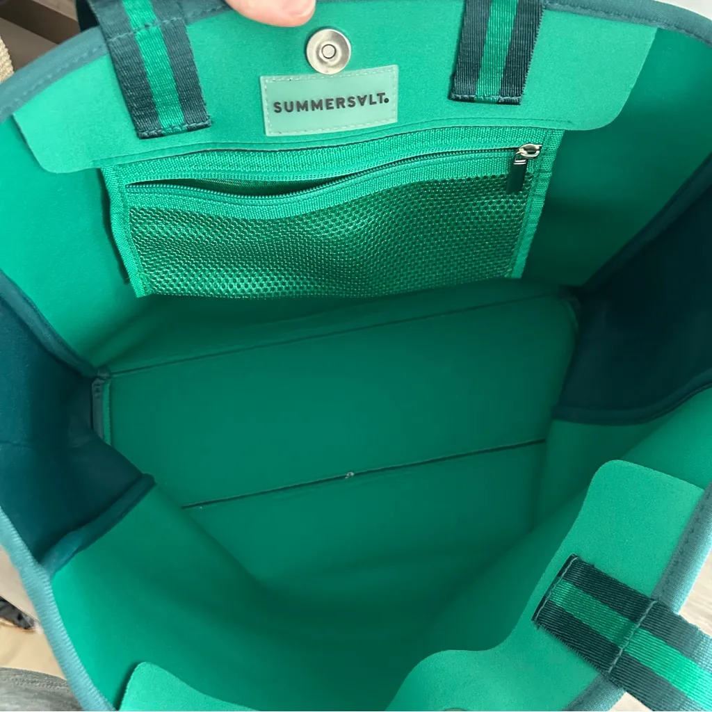 SUMMERSALT Neoprene Green Large Tote Foldable Casual Beach Pool Bag - Image 5