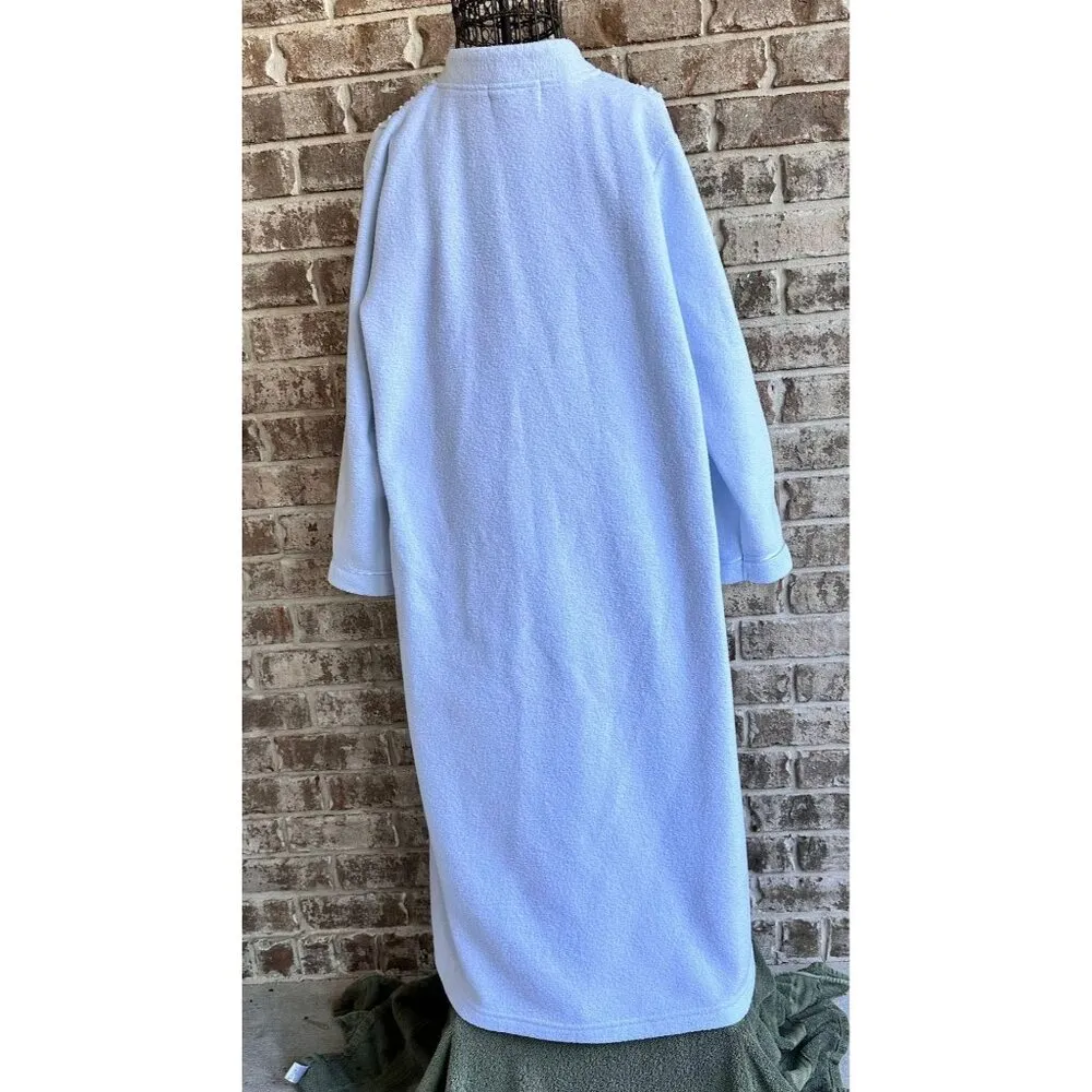 Miss Elaine Maxi Robe PL Petite Large Blue Fleece Zip Embroidered Flower… Size undefined - Image 3