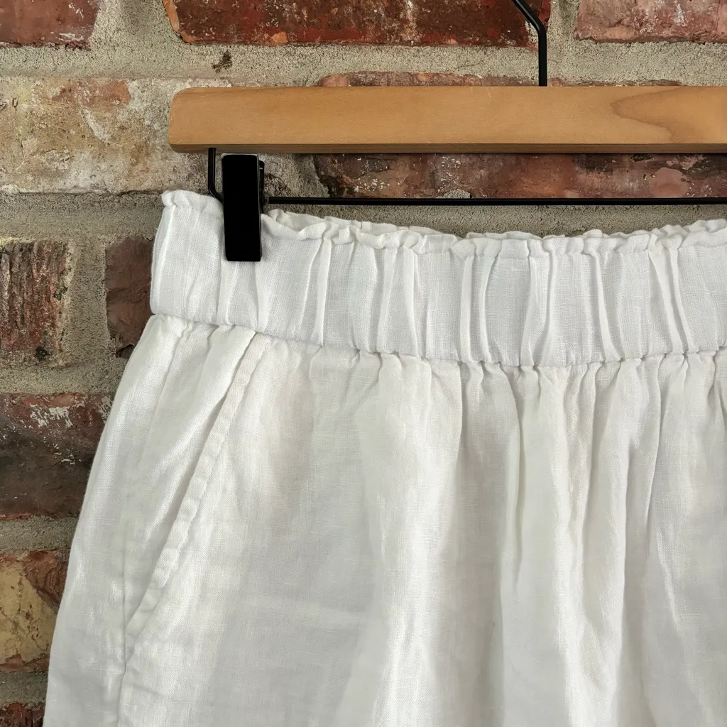 J. Crew White Linen Cotton Pull On Shorts, S - Image 3