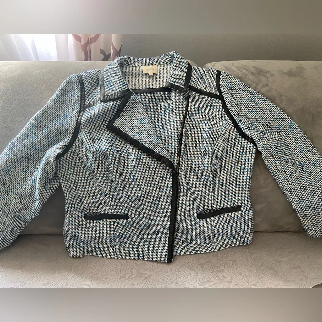 Tweed blazer VERY DRESSY 💙🤍🖤 Blue Size 16W - Image 8