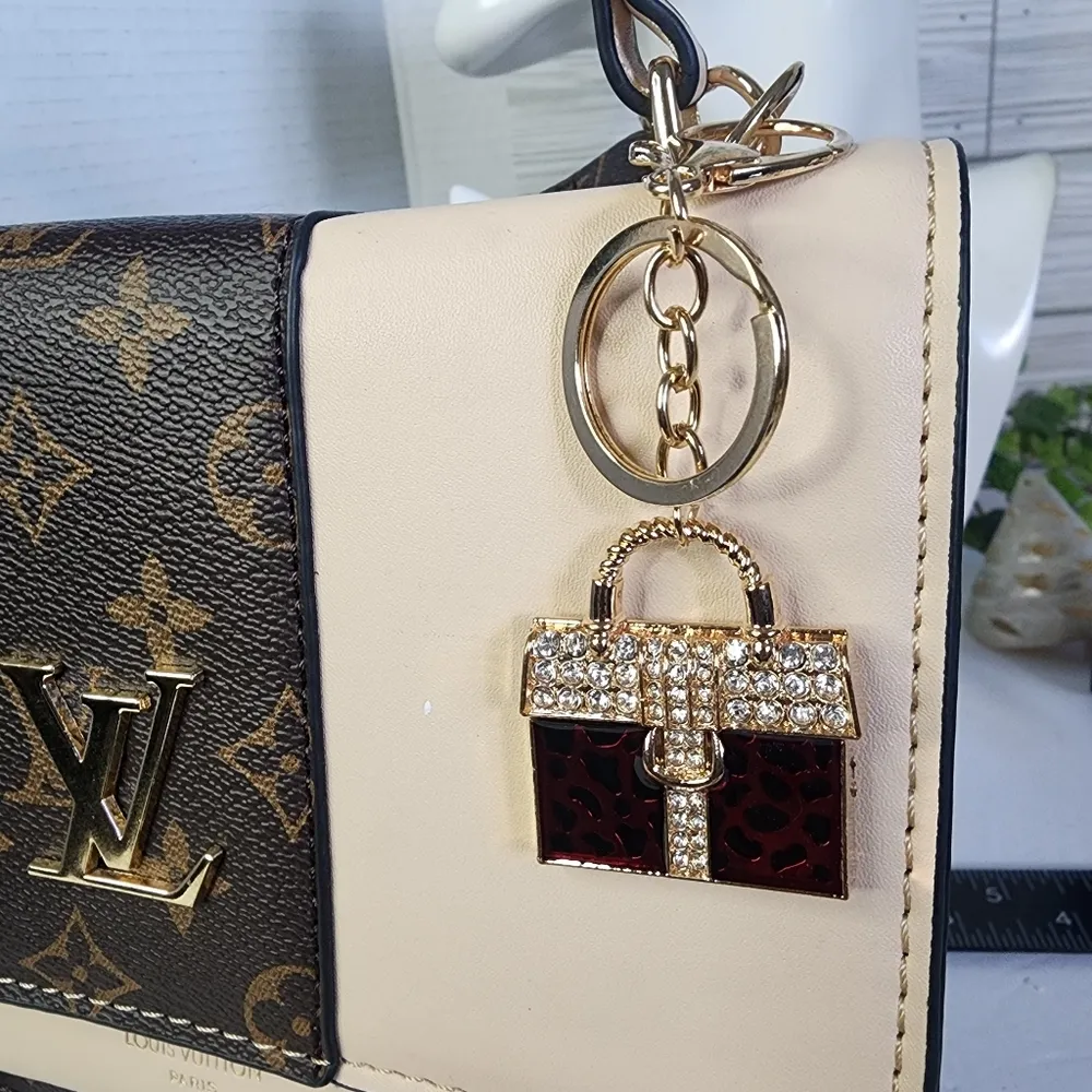 Gold and Red Animal Print Purse Keychain Purse Charm New - Image 3