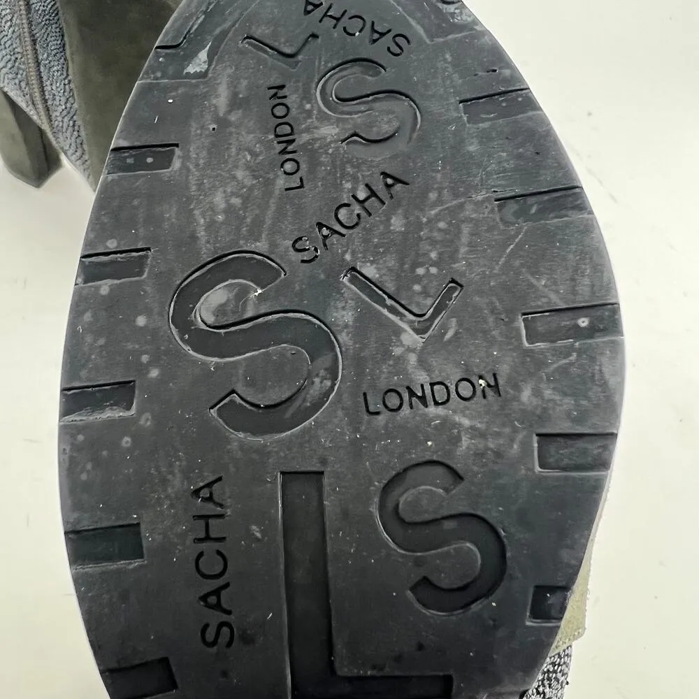 Sacha London (7) Flavia Green Suede Leather Zip Up Ankle Boots - Image 12