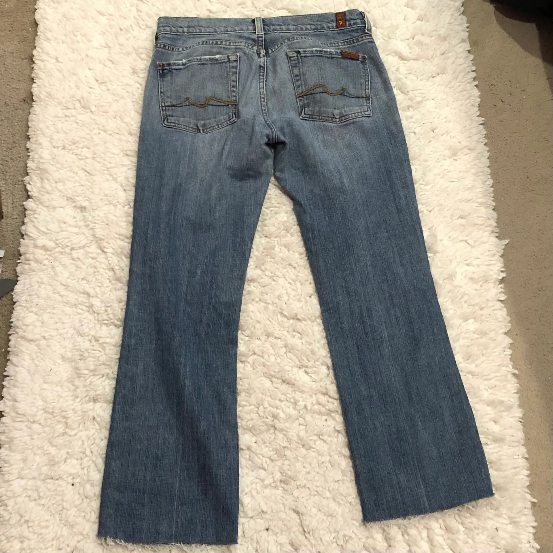 7 for All Man Kind Bootleg Jeans Raw Distressed Hem 28 - Image 3