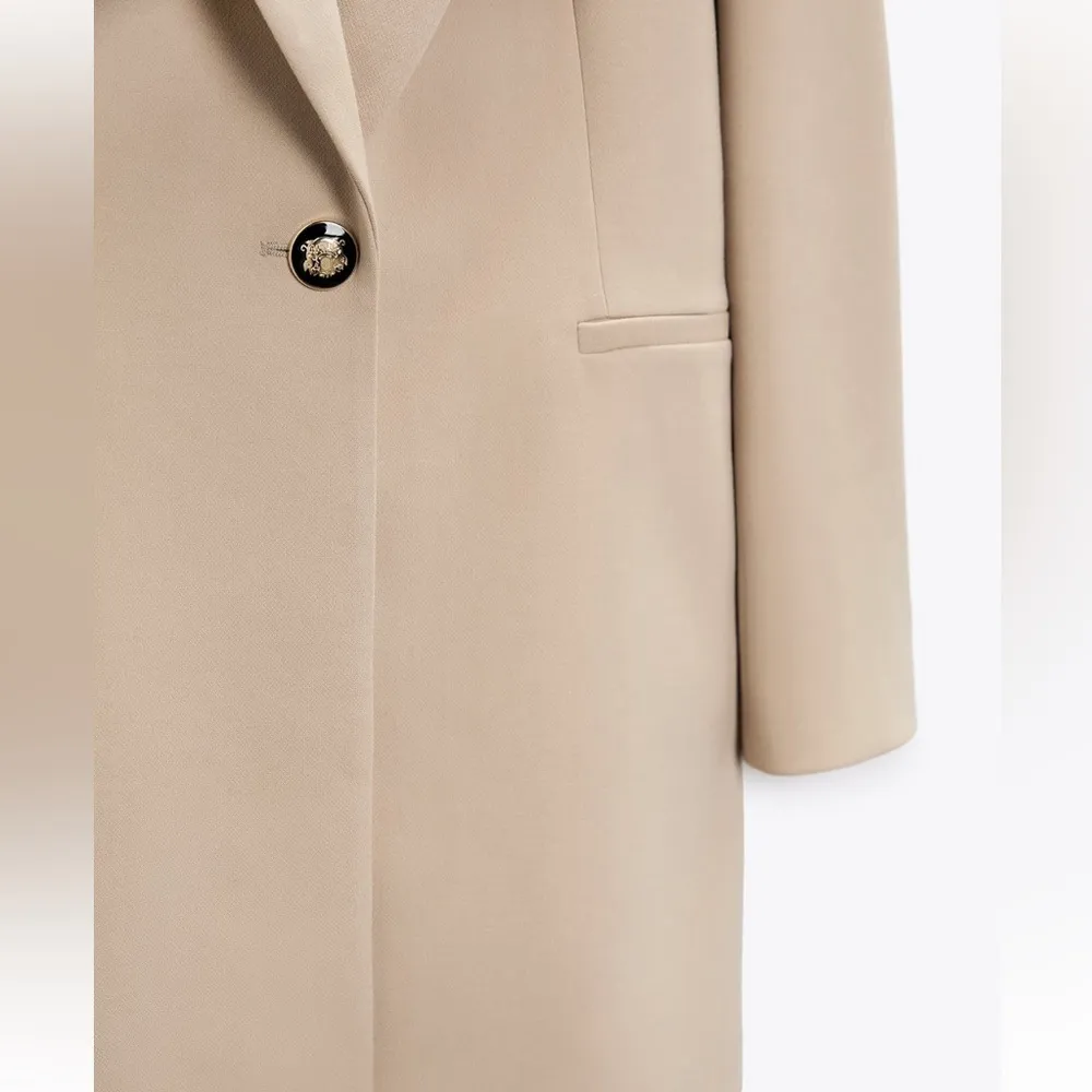 ZARA New Women Long Sleeves Gold Button Long Lapel Collar Blazer Size M - Image 8