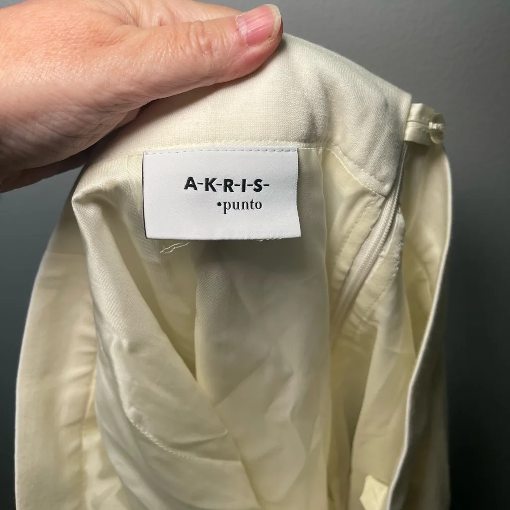 Akris‎ Punto Women's Cream Pleated Knee Length Wool Blend Skirt Size 6 - Image 3