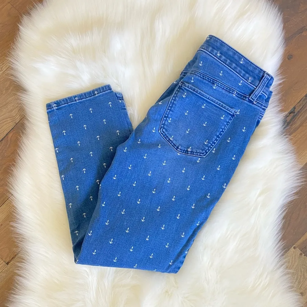 Talbots Flawless Slim Ankle Fit Blue Anchor Print Jean Size 4 Petite - Image 7