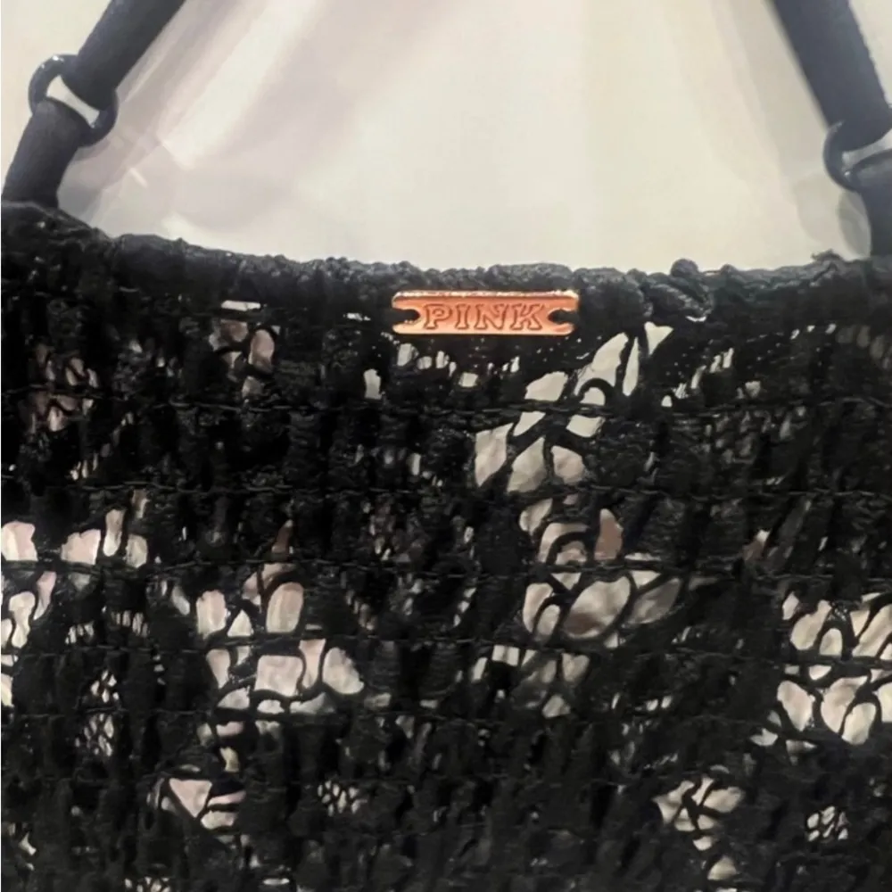 EUC PINK VICTORIA Secret black lace bralette with back adjustable straps SZ XS - Image 3