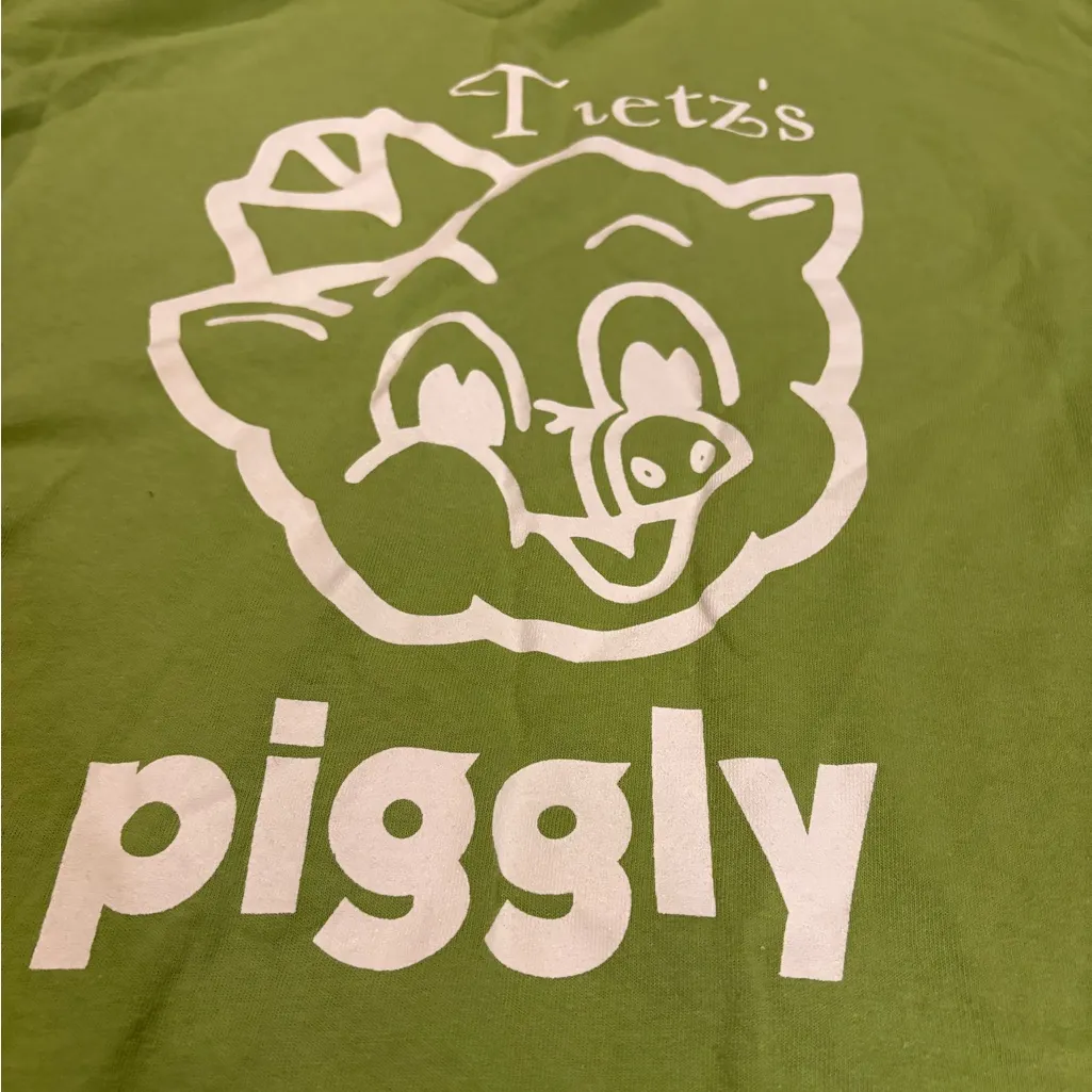 Tietz’s‎ Piggly Wiggly Graphic Bright Green T-Shirt Unisex Size L - Image 2