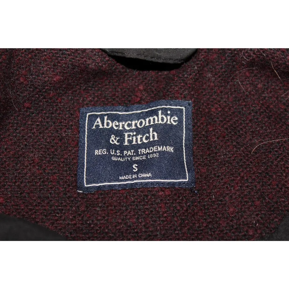 Women Abercrombie & Fitch Black Red Tweed Faux Leather Bomber Jacket Coat Size S - Image 4