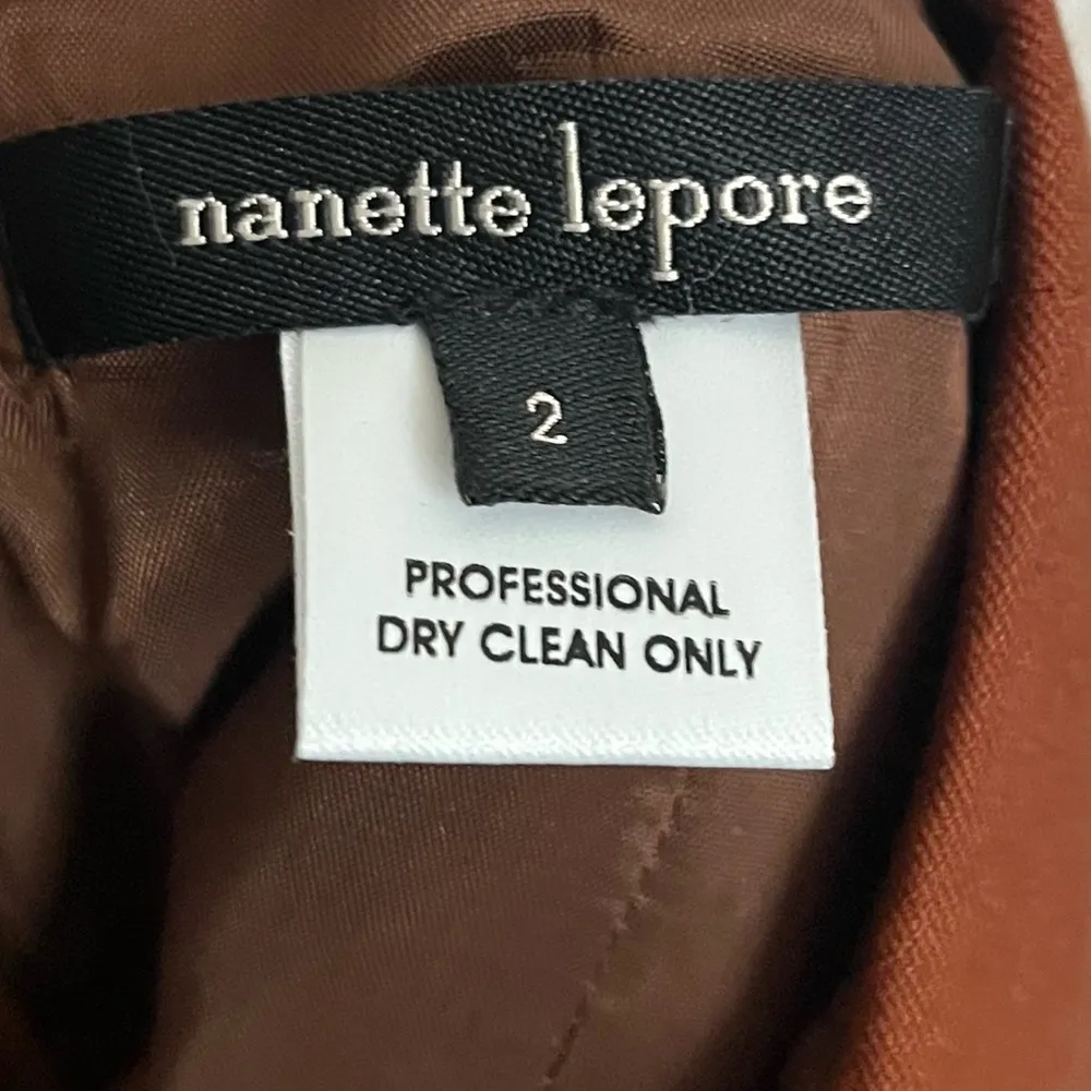 Nanette Lepore • Orange Rust Skirt with Black and Blue Geometric Embroidery - Image 4