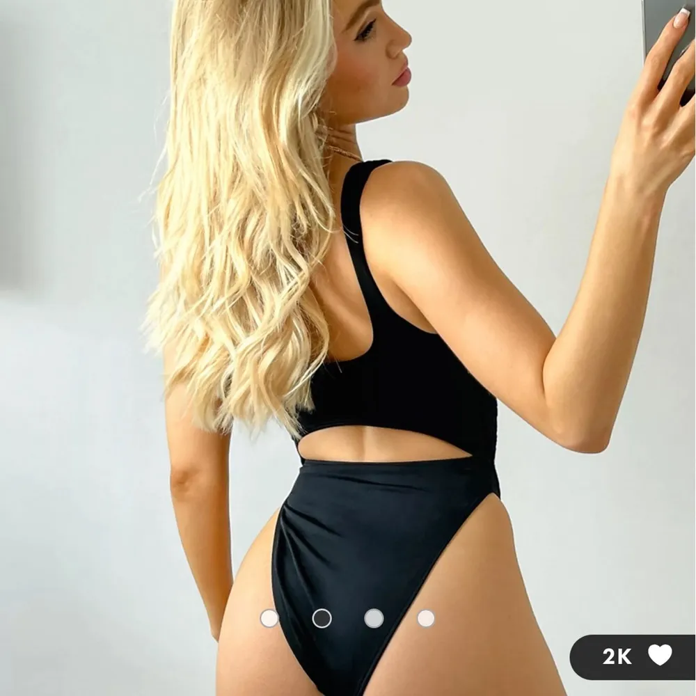 South Beach crinkled cut out crop swimsuit in black - Image 2