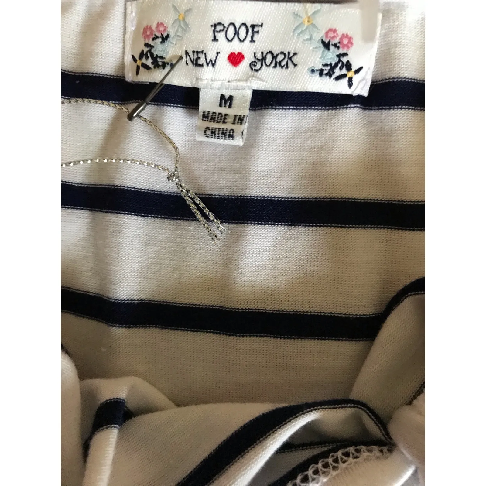 NWT Poof New York New Women's‎ Medium Striped Jumpsuit - Image 3