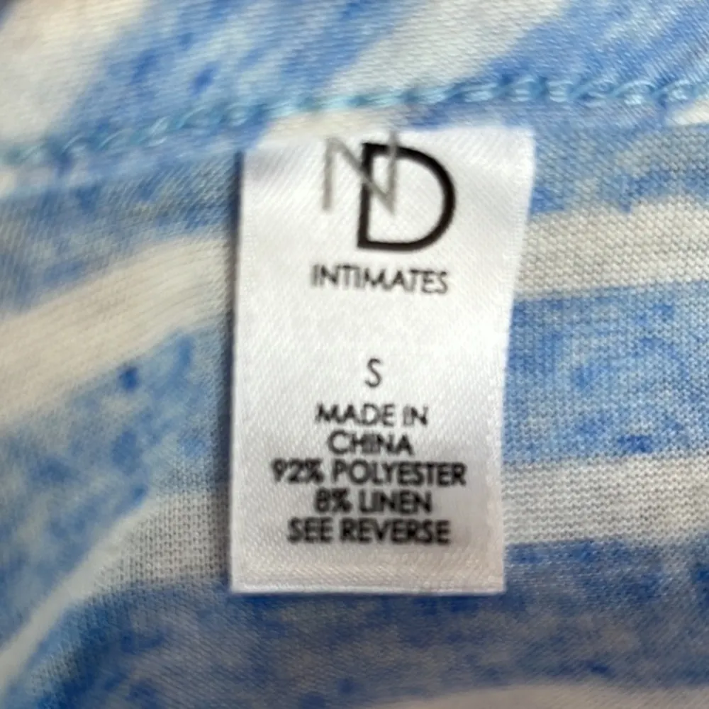 Blue White Striped Top Lightweight Comfy Shirt Loungewear Pajama Beach Womens S - Image 8