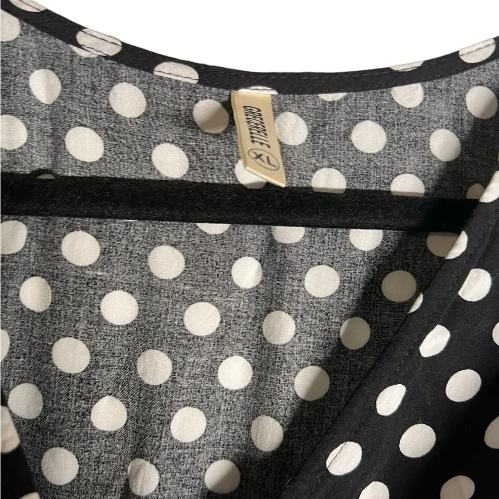 GRECERELLE Polka Dot High Low Faux Wrap Flowy High Low Maxi Dress Black White XL - Image 10