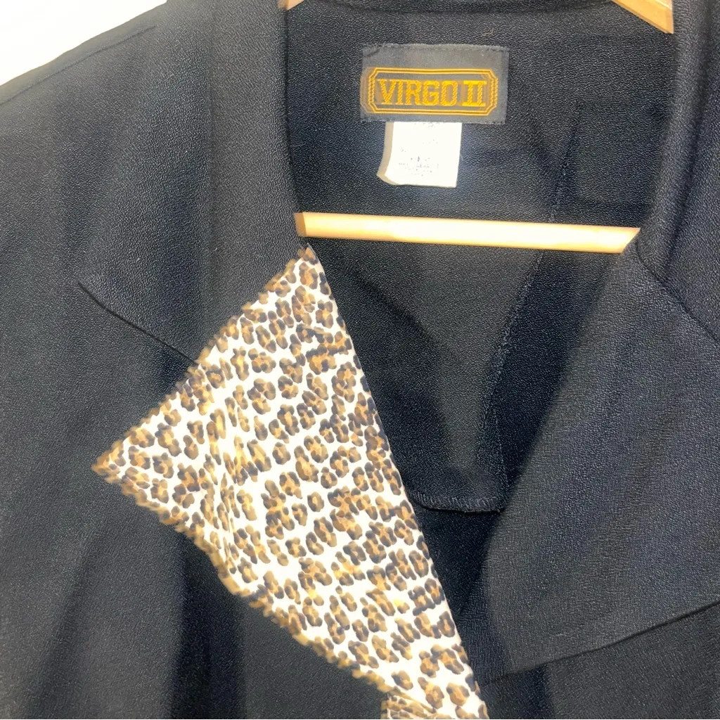Vintage 80s Virgo II Asymmetric Leopard Collar Cropped Jacket Fall 12 Black - Image 8