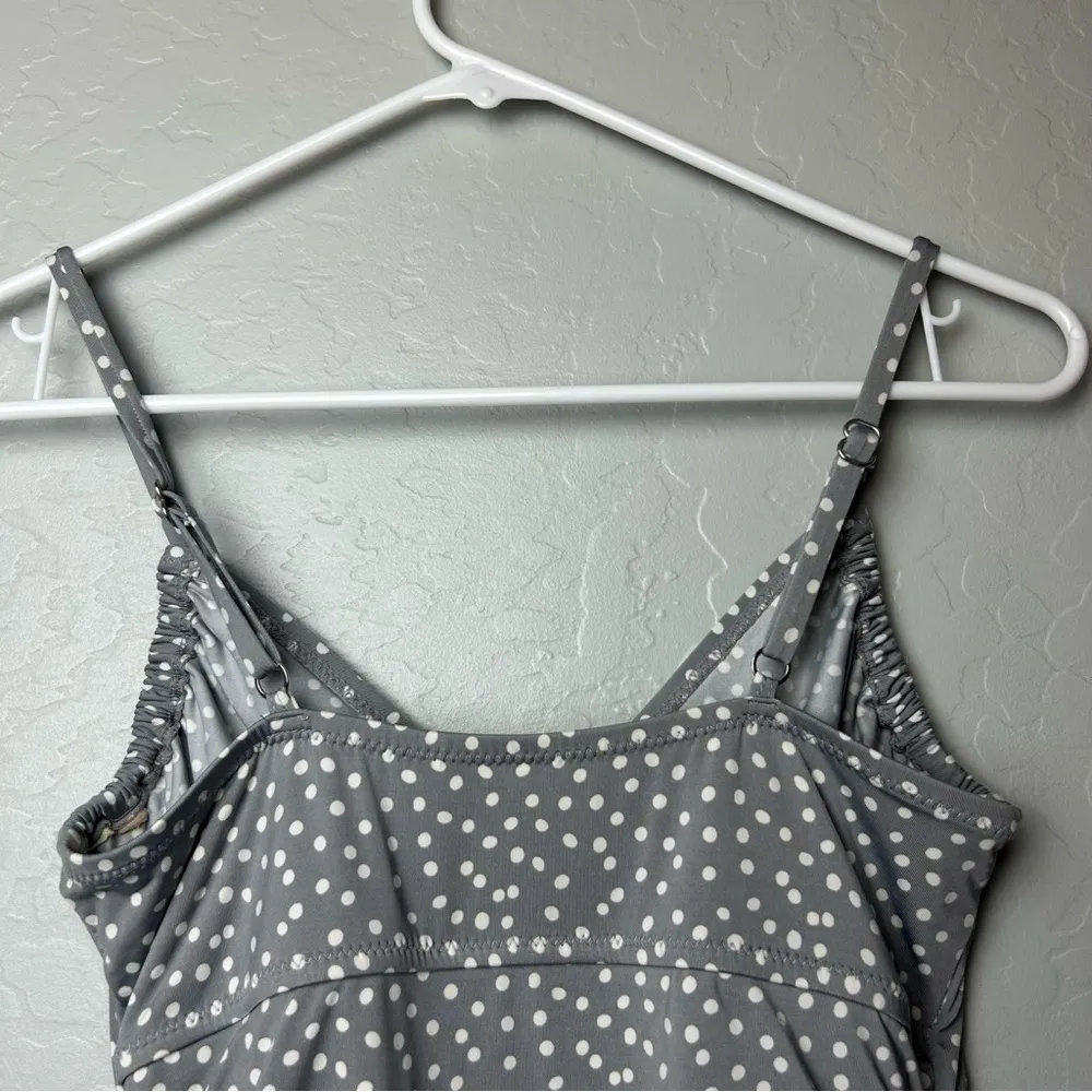 Garnet Hill gray and white Polkadot ruched one piece swimsuit size 6 - Image 14