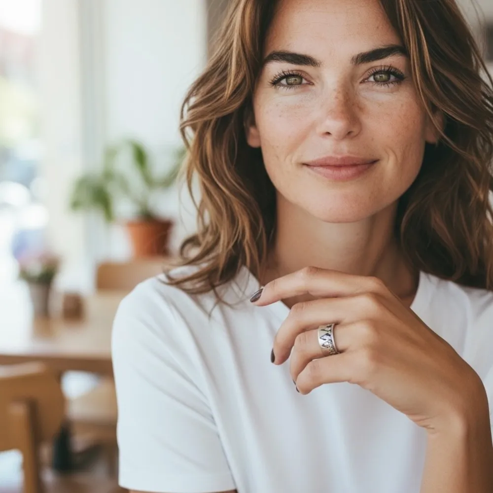 Silver Ring with Engraved Mountain Design - Image 8