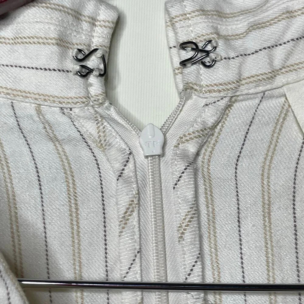 Anthropologie Maeve The Colette Wrap Jumpsuit in Striped Linen Edition sz 6 - Image 10