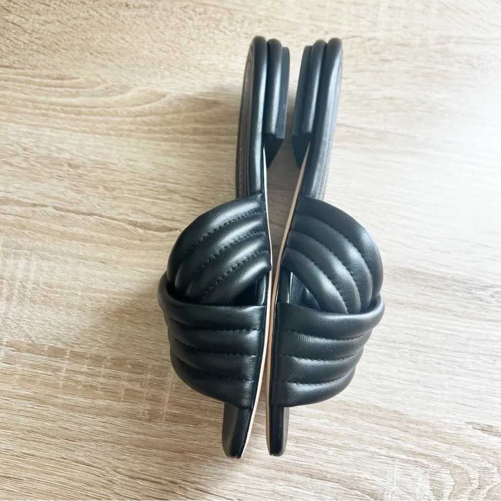 Tory Burch Kira Quilted Perfect Black Criss Cross Sandals Leather Flat Size 8 - Image 3