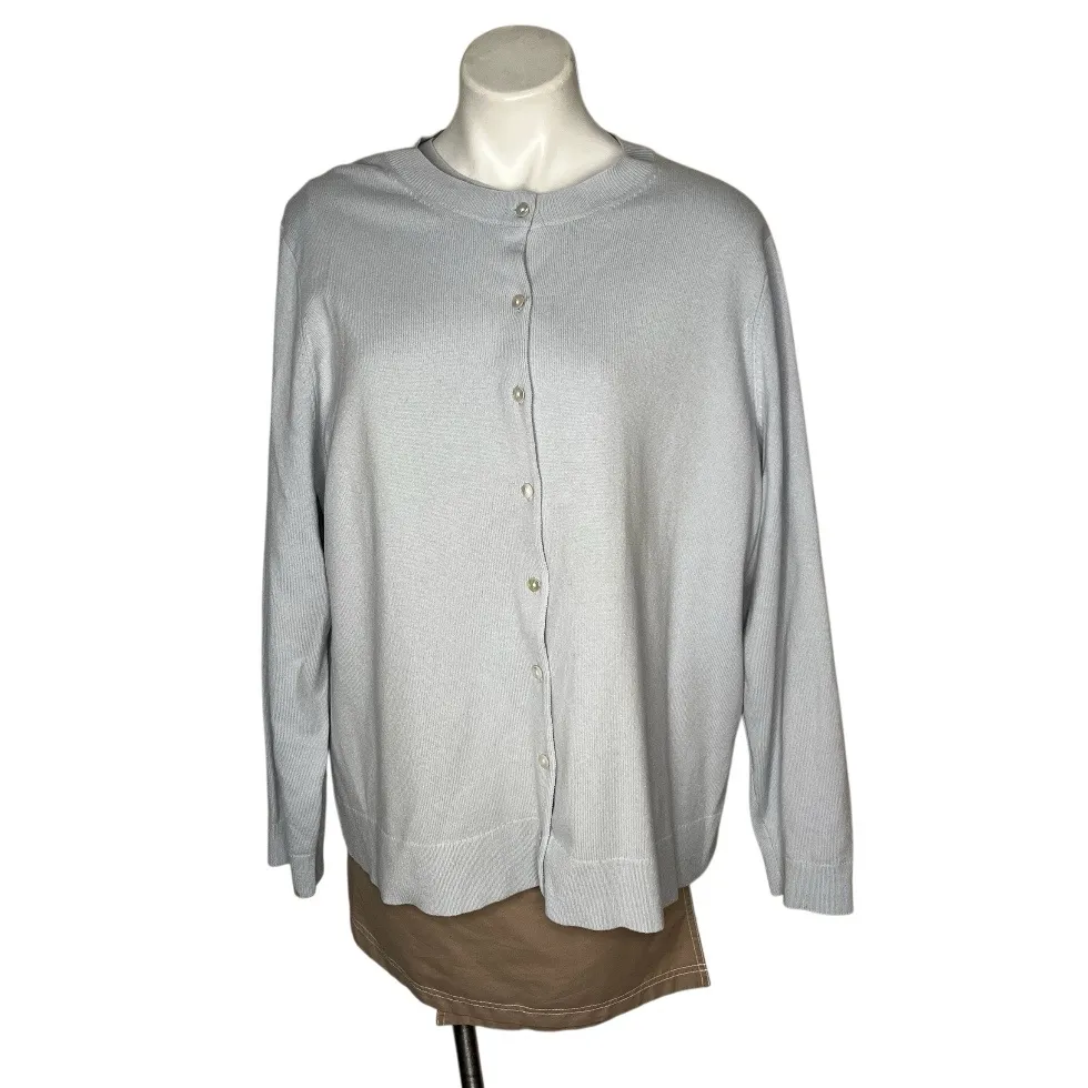 LANDS END Cashmere Twin Set Cardigan Top LIGHT BLUE 2 Piece Womens Size 3X - Image 2