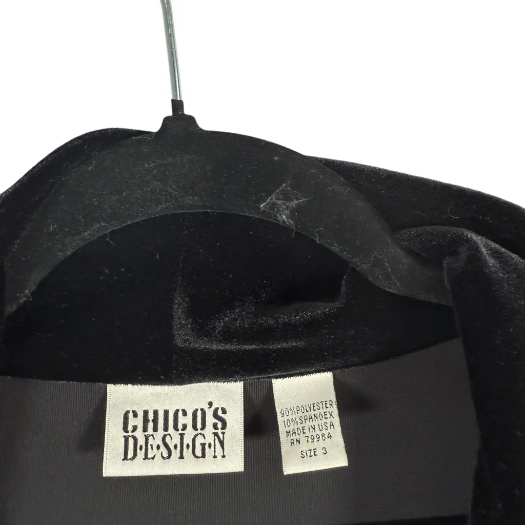 Chicos Black Velvet Open Front Cardigan Witchy Whimsigoth Fairy Womens 3 US XL - Image 3