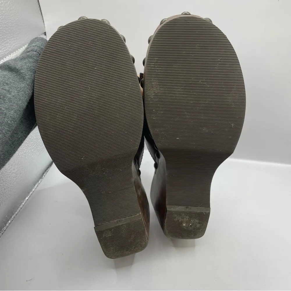 MUDD Vintage Y2K 90’s brown mules size 6 US women tassels wood wedges - Image 5