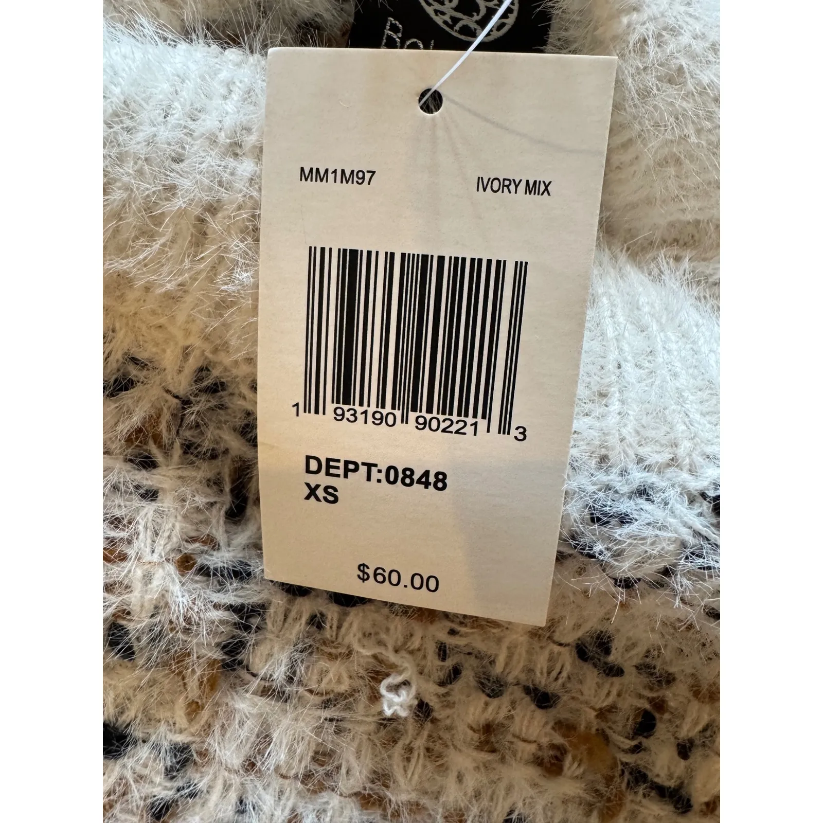 Bobeau Sweater Women XS Ivory Black Tweed‎ Knit Side Zip Crew Neck Pullover NWT - Image 9