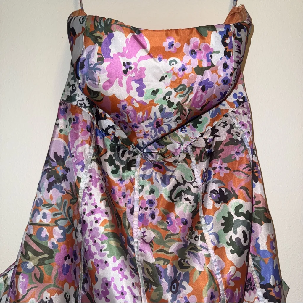 Anthropologie Geisha Designs Floral Strapless Mini Dress Bow Detail $348 Large - Image 7