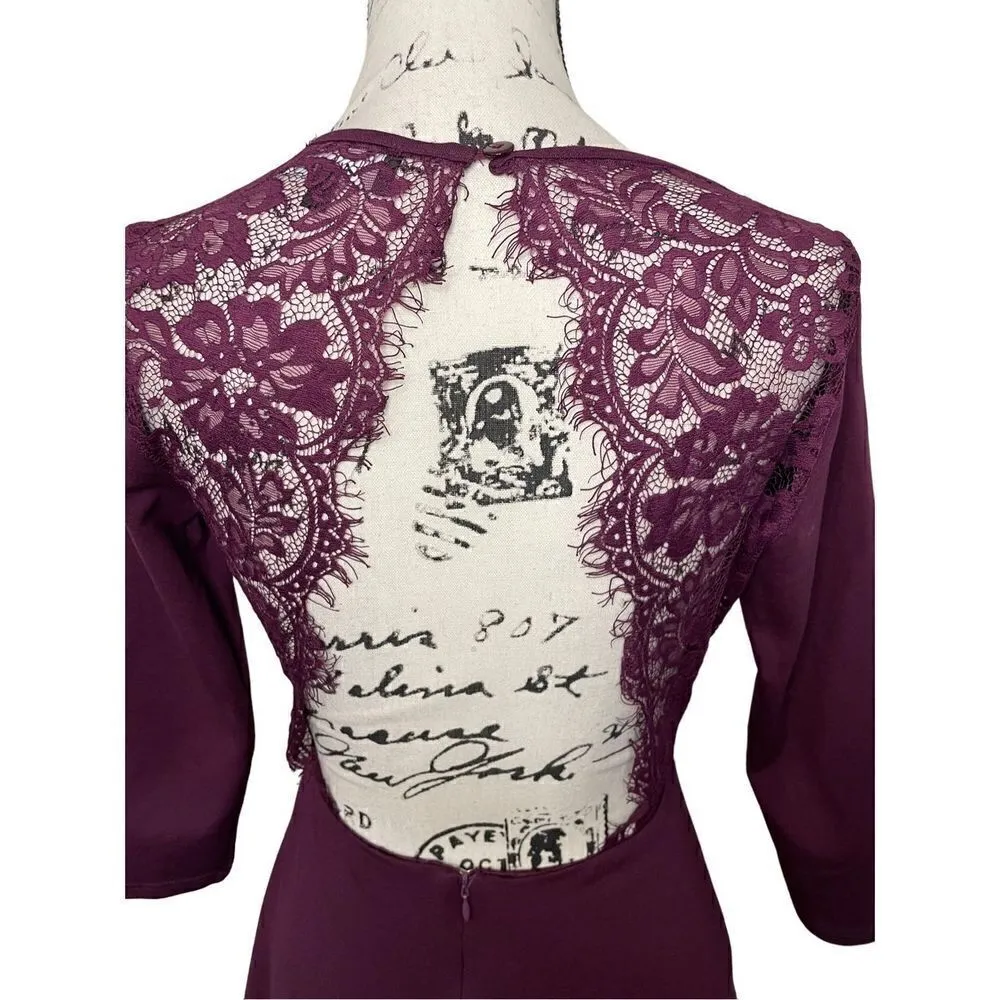 Lulu's Felicity Plum Purple Backless Lace Skater‎ Dress, Size Small - Image 3